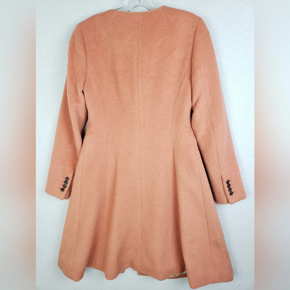 J CREW Collection Wool Alpaca Coat Classic Preppy size 2 Peach A-line Peplum - Picture 6 of 13